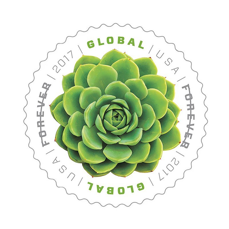 Global: Green Succulent Stamps 2017