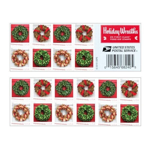 Holiday Wreaths Forever Stamps 2019